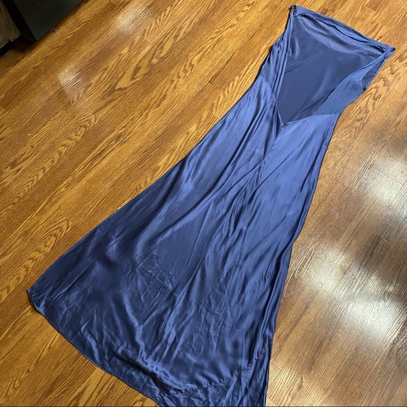 Vintage Y2K 100% Silk Blue Slip Dress Cowl Neck Silk Dress Backless Dress Prom - Picture 9 of 15